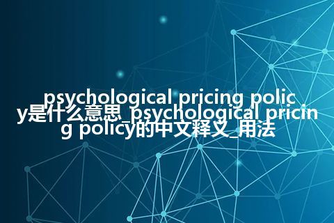 psychological pricing policy是什么意思_psychological pricing policy的中文释义_用法