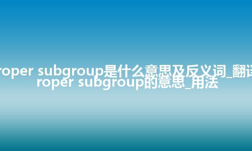 proper subgroup是什么意思及反义词_翻译proper subgroup的意思_用法