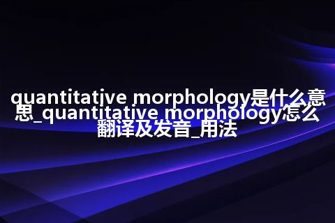 quantitative morphology是什么意思_quantitative morphology怎么翻译及发音_用法