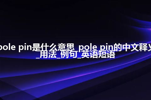 pole pin是什么意思_pole pin的中文释义_用法_例句_英语短语