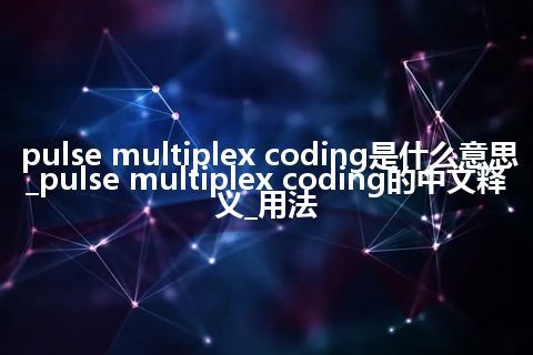 pulse multiplex coding是什么意思_pulse multiplex coding的中文释义_用法