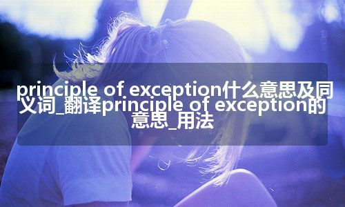 principle of exception什么意思及同义词_翻译principle of exception的意思_用法