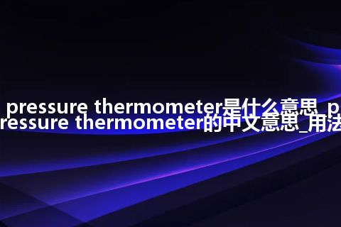 pressure thermometer是什么意思_pressure thermometer的中文意思_用法