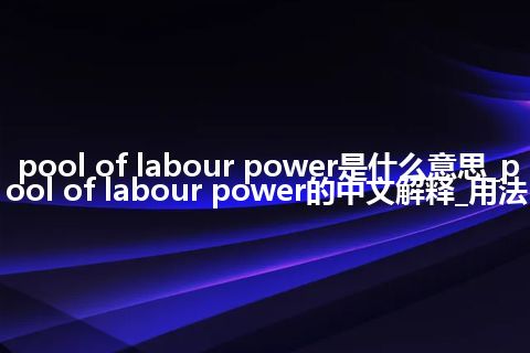 pool of labour power是什么意思_pool of labour power的中文解释_用法