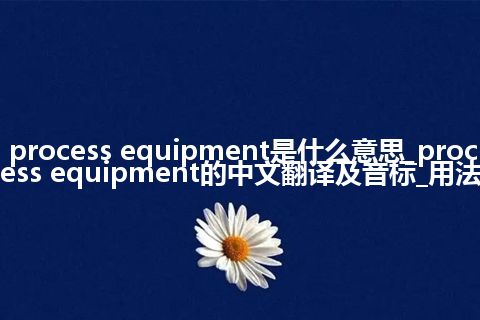 process equipment是什么意思_process equipment的中文翻译及音标_用法