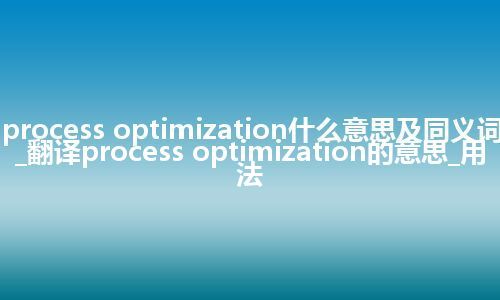 process optimization什么意思及同义词_翻译process optimization的意思_用法