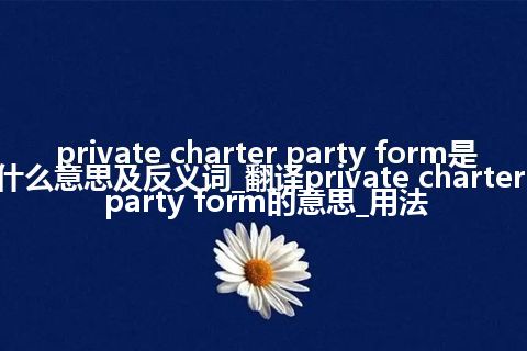 private charter party form是什么意思及反义词_翻译private charter party form的意思_用法