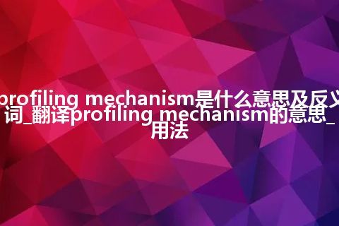 profiling mechanism是什么意思及反义词_翻译profiling mechanism的意思_用法