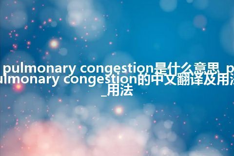pulmonary congestion是什么意思_pulmonary congestion的中文翻译及用法_用法
