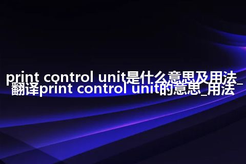 print control unit是什么意思及用法_翻译print control unit的意思_用法