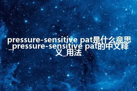pressure-sensitive pat是什么意思_pressure-sensitive pat的中文释义_用法