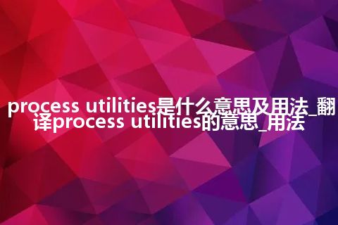process utilities是什么意思及用法_翻译process utilities的意思_用法