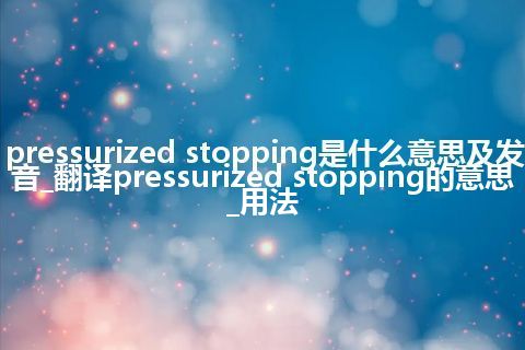 pressurized stopping是什么意思及发音_翻译pressurized stopping的意思_用法