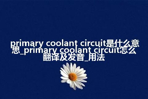 primary coolant circuit是什么意思_primary coolant circuit怎么翻译及发音_用法