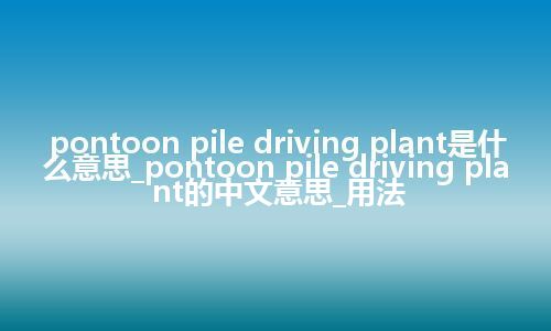 pontoon pile driving plant是什么意思_pontoon pile driving plant的中文意思_用法