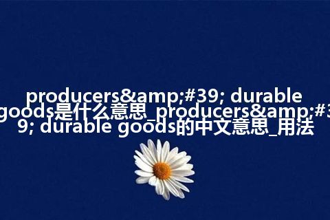 producers&#39; durable goods是什么意思_producers&#39; durable goods的中文意思_用法