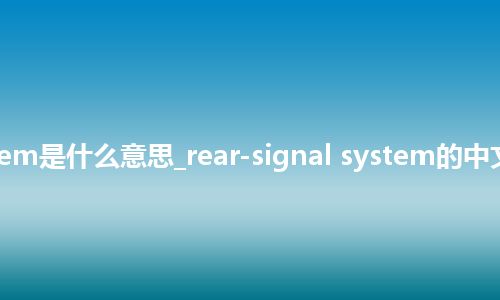 rear-signal system是什么意思_rear-signal system的中文翻译及音标_用法