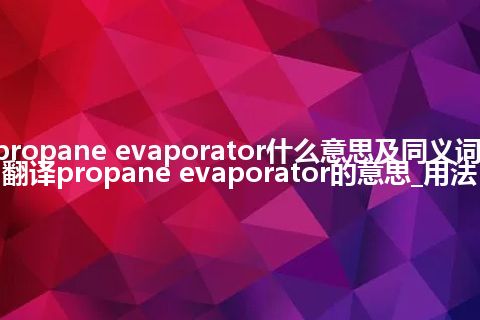 propane evaporator什么意思及同义词_翻译propane evaporator的意思_用法