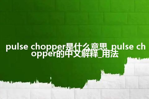 pulse chopper是什么意思_pulse chopper的中文解释_用法