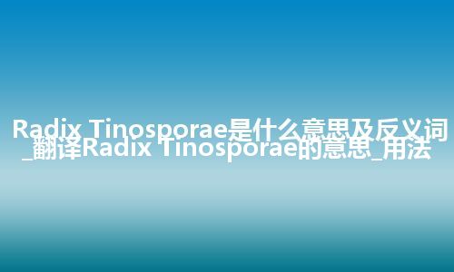 Radix Tinosporae是什么意思及反义词_翻译Radix Tinosporae的意思_用法