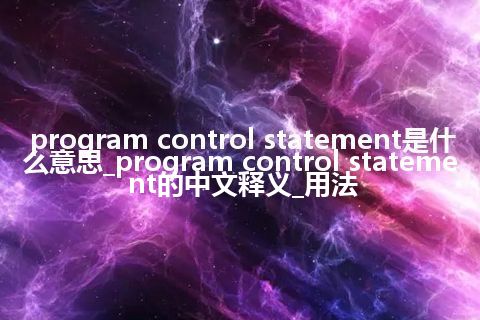 program control statement是什么意思_program control statement的中文释义_用法