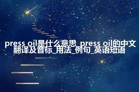 press oil是什么意思_press oil的中文翻译及音标_用法_例句_英语短语