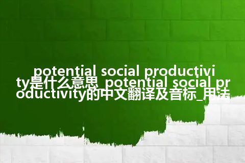 potential social productivity是什么意思_potential social productivity的中文翻译及音标_用法