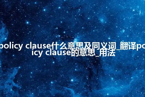 policy clause什么意思及同义词_翻译policy clause的意思_用法