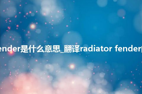 radiator fender是什么意思_翻译radiator fender的意思_用法