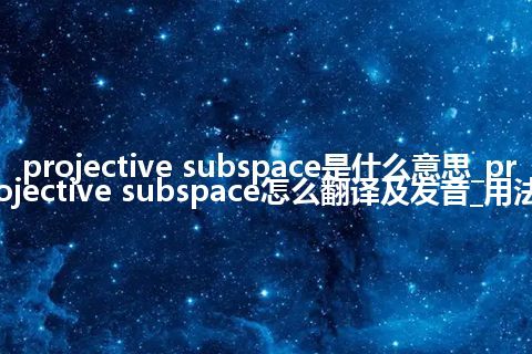 projective subspace是什么意思_projective subspace怎么翻译及发音_用法