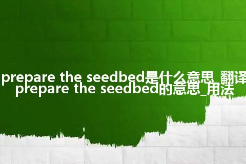 prepare the seedbed是什么意思_翻译prepare the seedbed的意思_用法