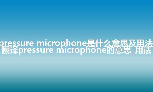 pressure microphone是什么意思及用法_翻译pressure microphone的意思_用法