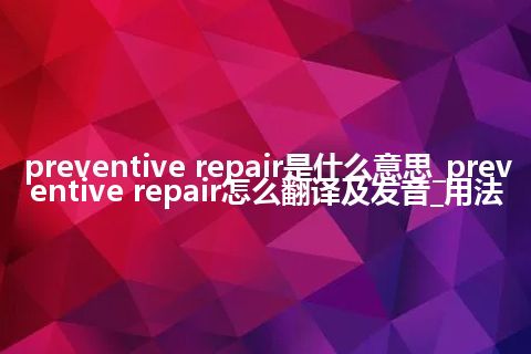 preventive repair是什么意思_preventive repair怎么翻译及发音_用法