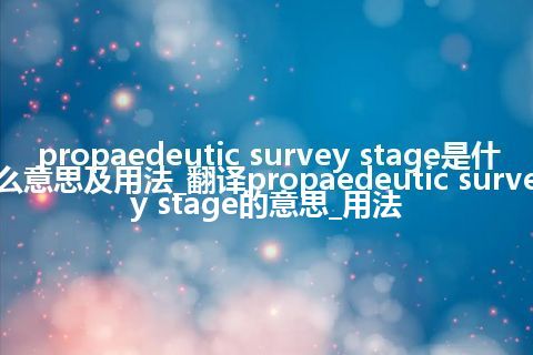 propaedeutic survey stage是什么意思及用法_翻译propaedeutic survey stage的意思_用法