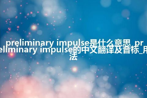 preliminary impulse是什么意思_preliminary impulse的中文翻译及音标_用法