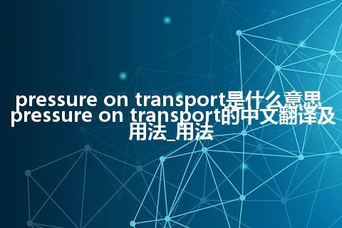 pressure on transport是什么意思_pressure on transport的中文翻译及用法_用法