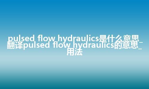 pulsed flow hydraulics是什么意思_翻译pulsed flow hydraulics的意思_用法