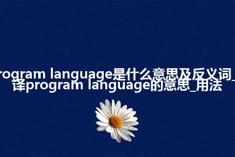 program language是什么意思及反义词_翻译program language的意思_用法