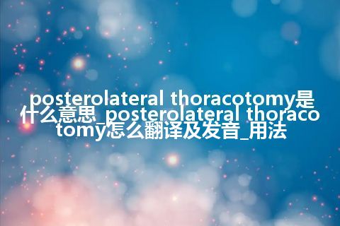 posterolateral thoracotomy是什么意思_posterolateral thoracotomy怎么翻译及发音_用法