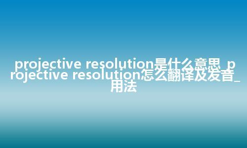projective resolution是什么意思_projective resolution怎么翻译及发音_用法