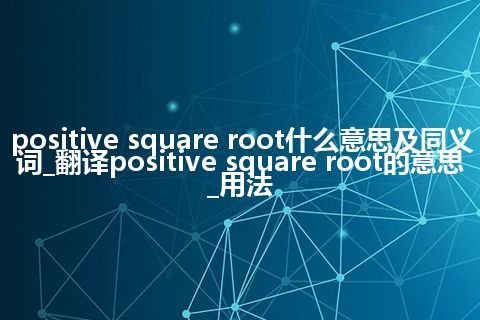 positive square root什么意思及同义词_翻译positive square root的意思_用法
