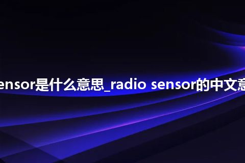 radio sensor是什么意思_radio sensor的中文意思_用法