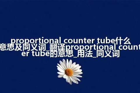 proportional counter tube什么意思及同义词_翻译proportional counter tube的意思_用法_同义词