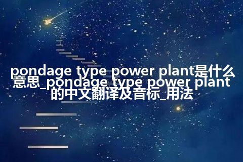 pondage type power plant是什么意思_pondage type power plant的中文翻译及音标_用法