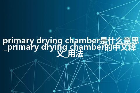 primary drying chamber是什么意思_primary drying chamber的中文释义_用法