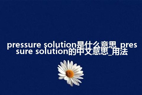 pressure solution是什么意思_pressure solution的中文意思_用法