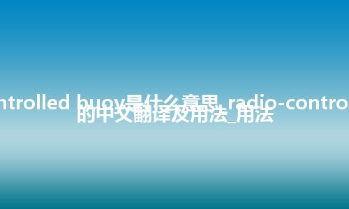 radio-controlled buoy是什么意思_radio-controlled buoy的中文翻译及用法_用法