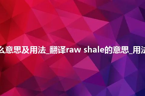 raw shale是什么意思及用法_翻译raw shale的意思_用法_例句_英语短语