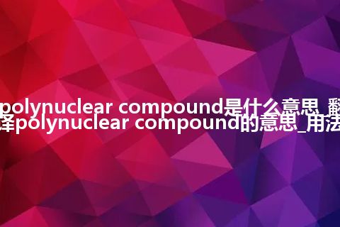 polynuclear compound是什么意思_翻译polynuclear compound的意思_用法