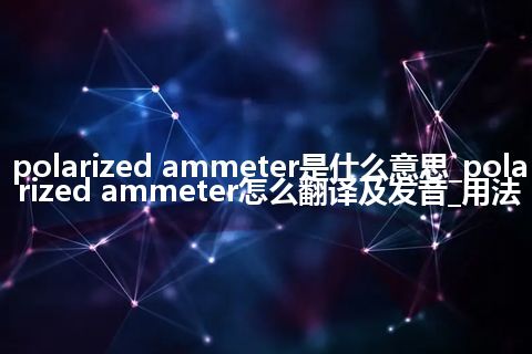 polarized ammeter是什么意思_polarized ammeter怎么翻译及发音_用法